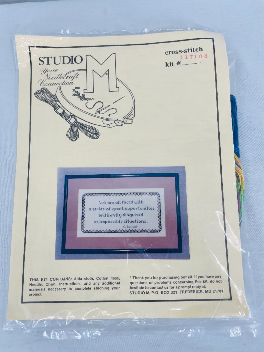 STUDIO M Cross Stitch Kit #117108 - "Opportunities" Quote